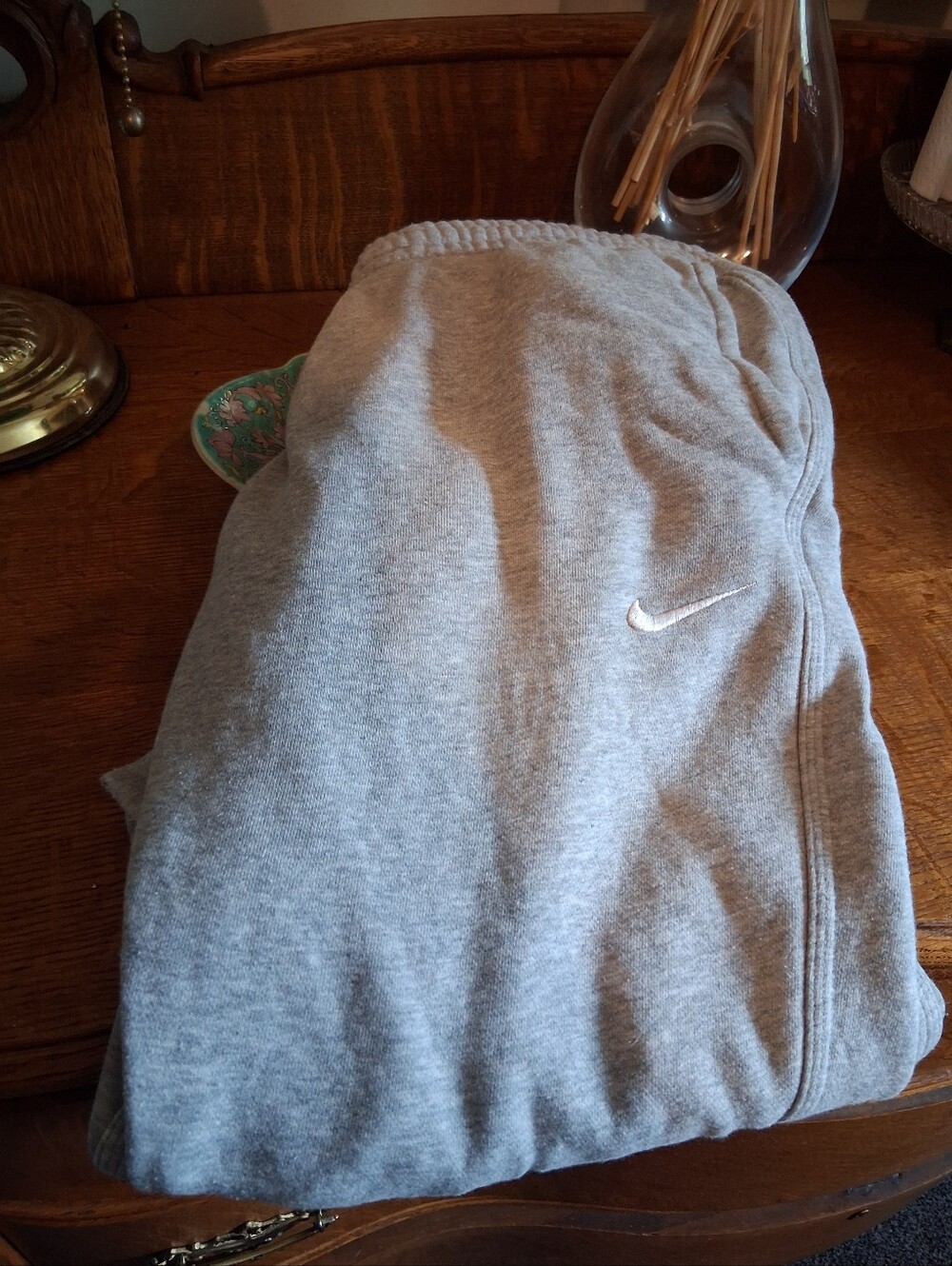 Nike Woman Gray Heather Fleece Joggers with White Swoosh